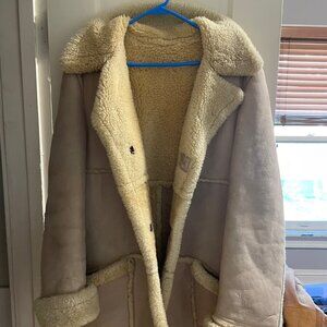 Men's shearling jacket, light tan, vintage